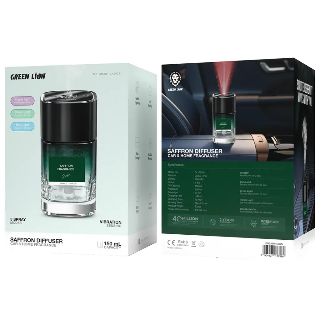 Green Lion Saffron Diffuser | Car & Home Fragrance