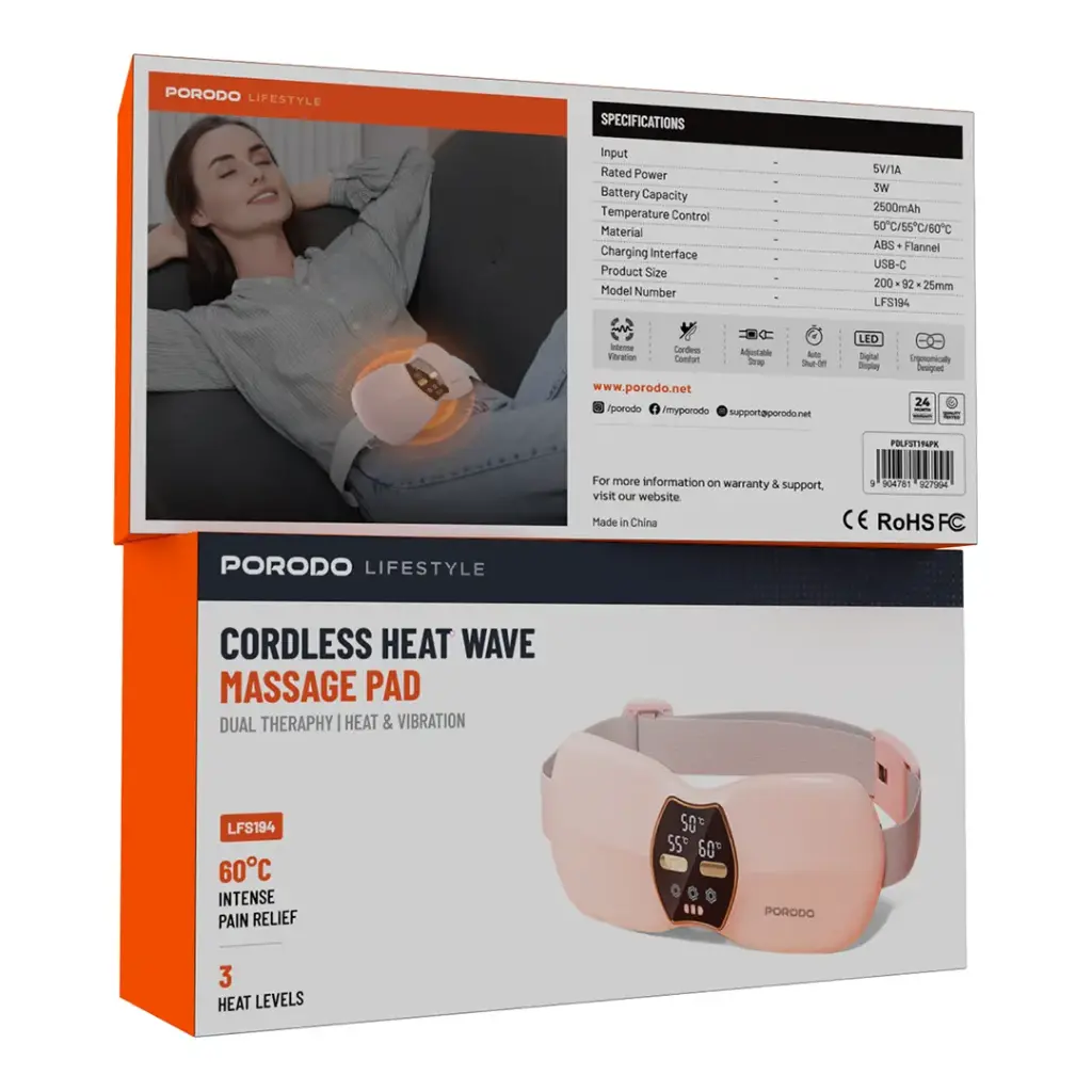 Porodo Cordless Heat Wave Massage Pad