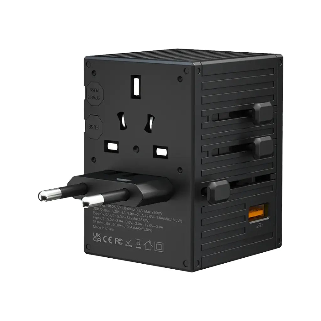Porodo GaN 5-Port Travel Block Universal Charger 65W