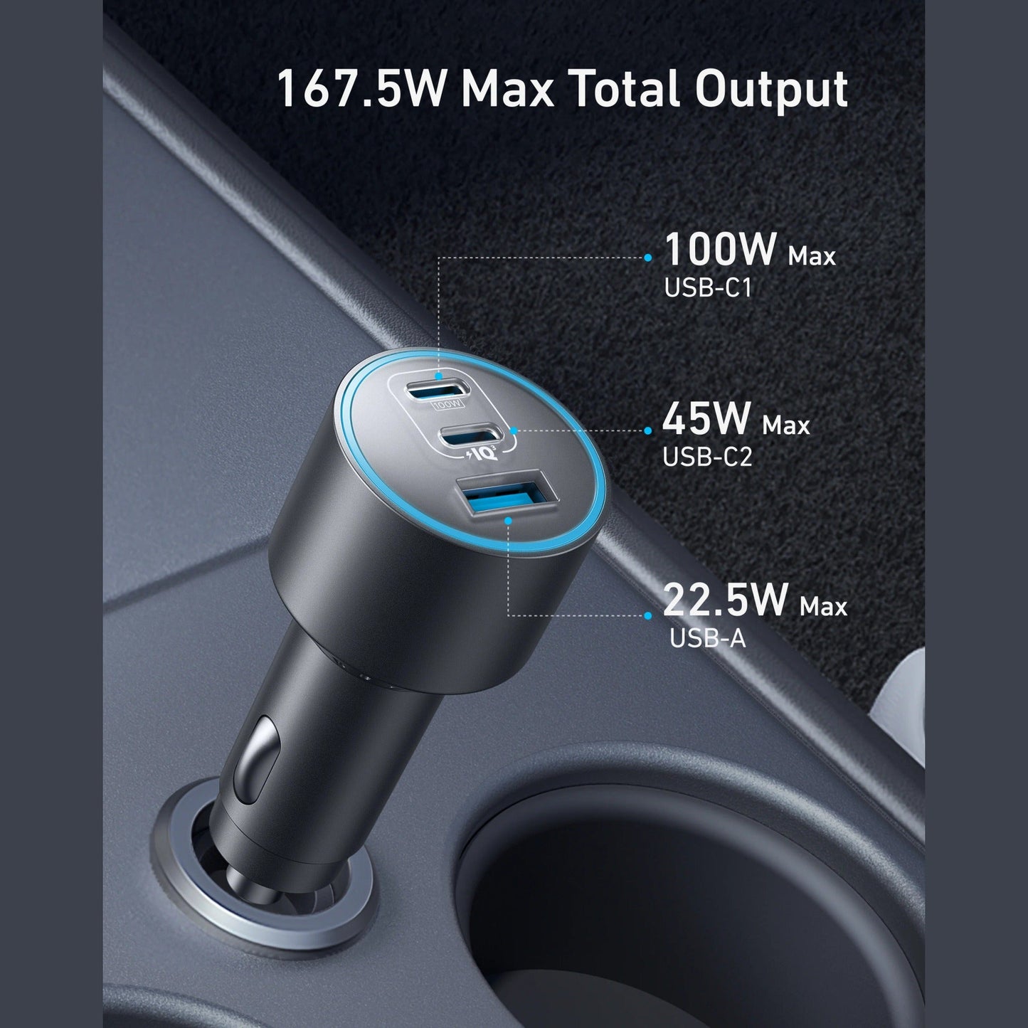 Anker Car Charger (167.5W, 3 Ports)
