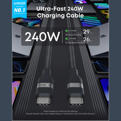 Anker USB-C to USB-C Cable (240W, Upcycled-Braided)