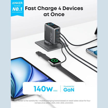 Anker Charger (140W, 4-Port, PD 3.1) with USB-C Cable