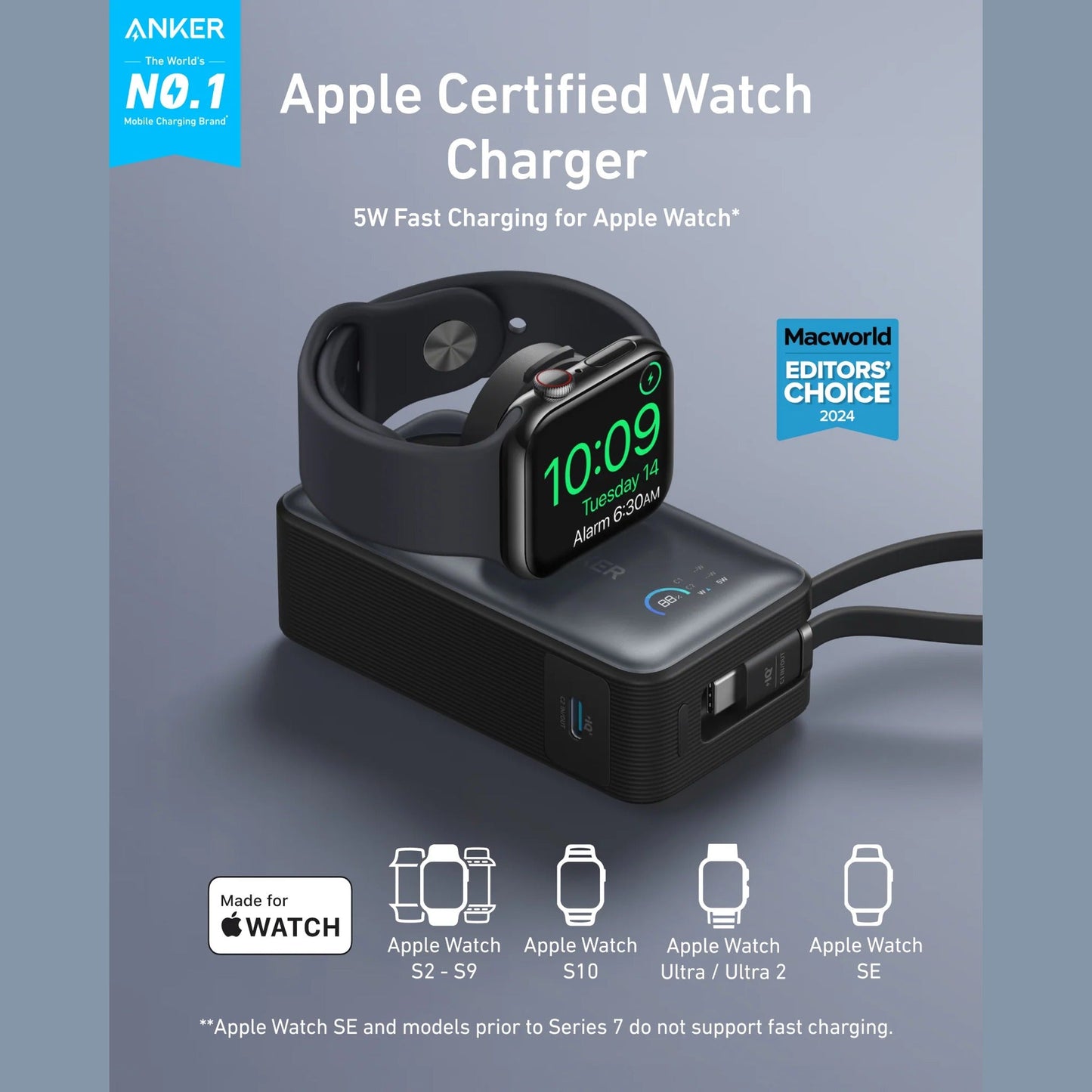 Anker MagGo Power Bank (10K, 35W, For Apple Watch)