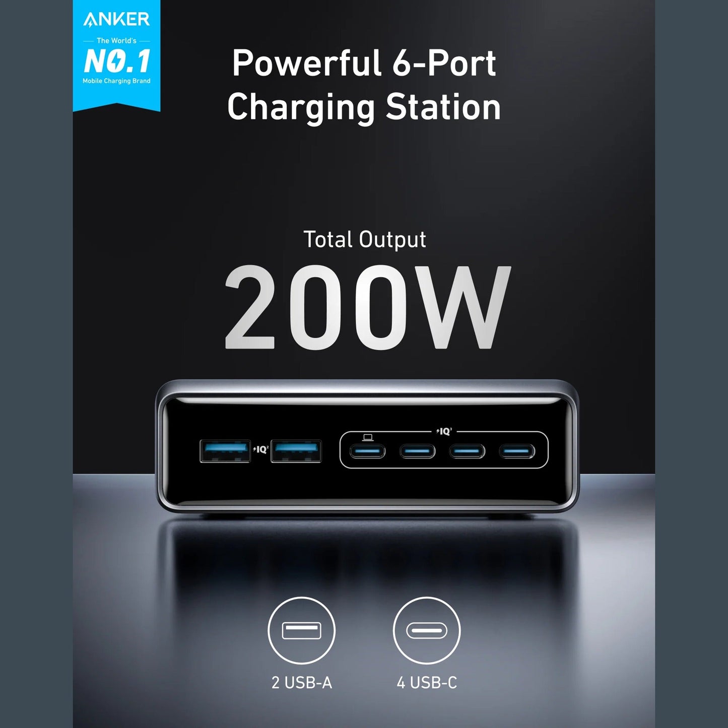 Anker Prime Charger (200W, 6 Ports, GaN)