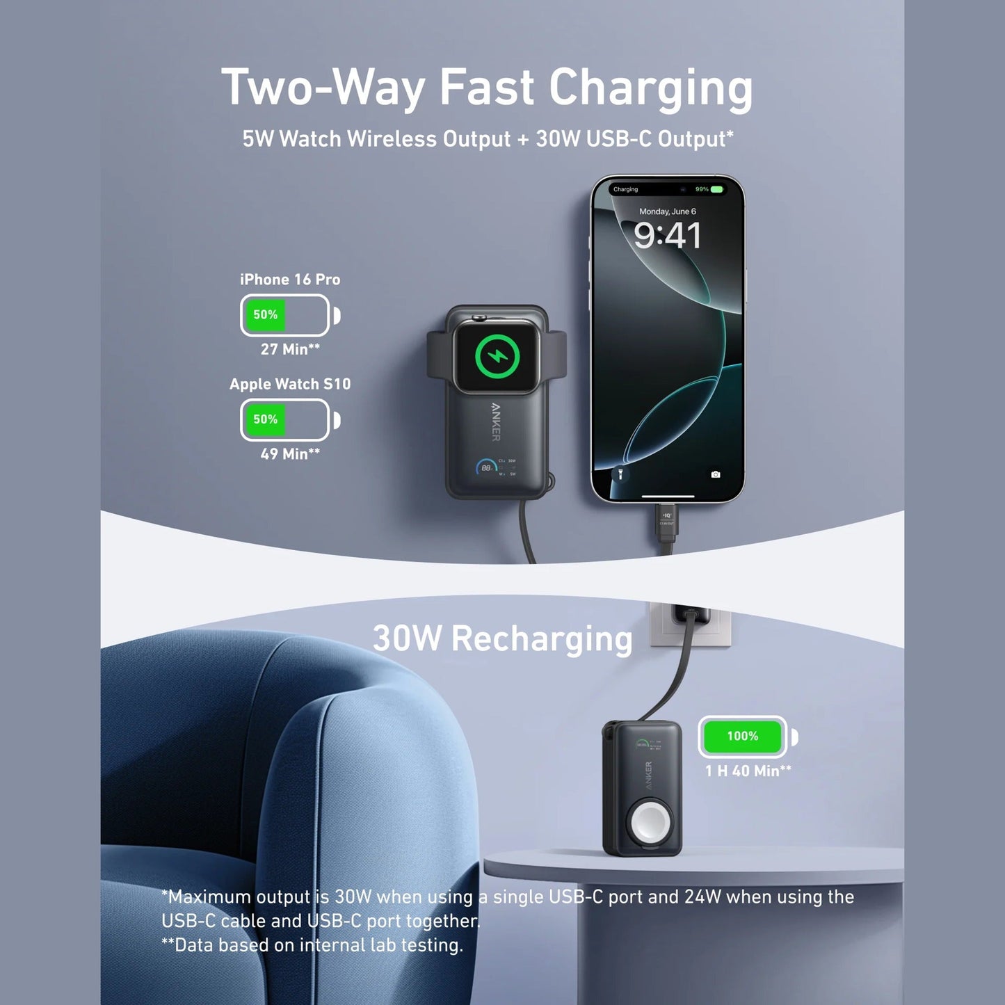 Anker MagGo Power Bank (10K, 35W, For Apple Watch)