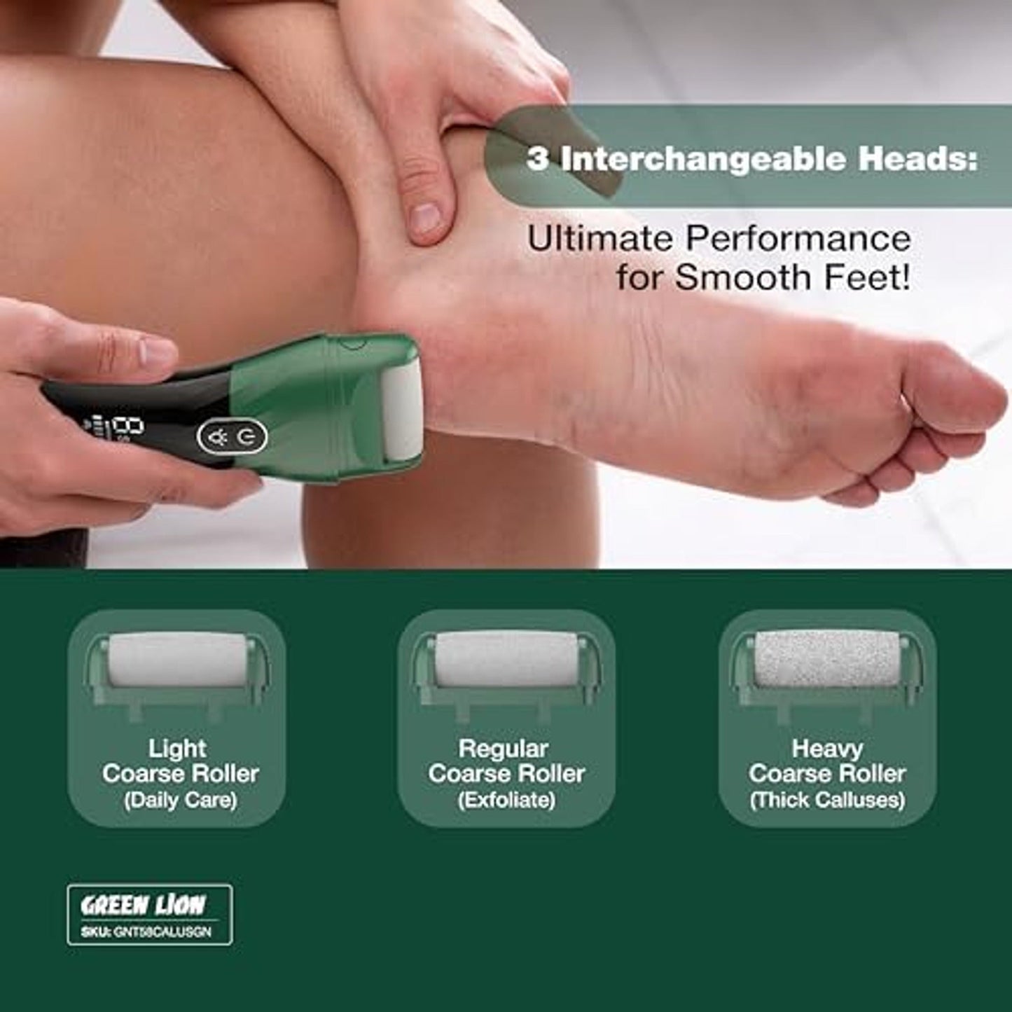 Green Lion Callus Remover – Rechargeable Dead Skin Remover 2500 RPM