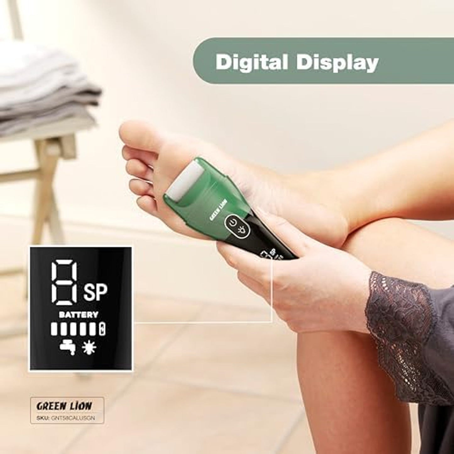 Green Lion Callus Remover – Rechargeable Dead Skin Remover 2500 RPM