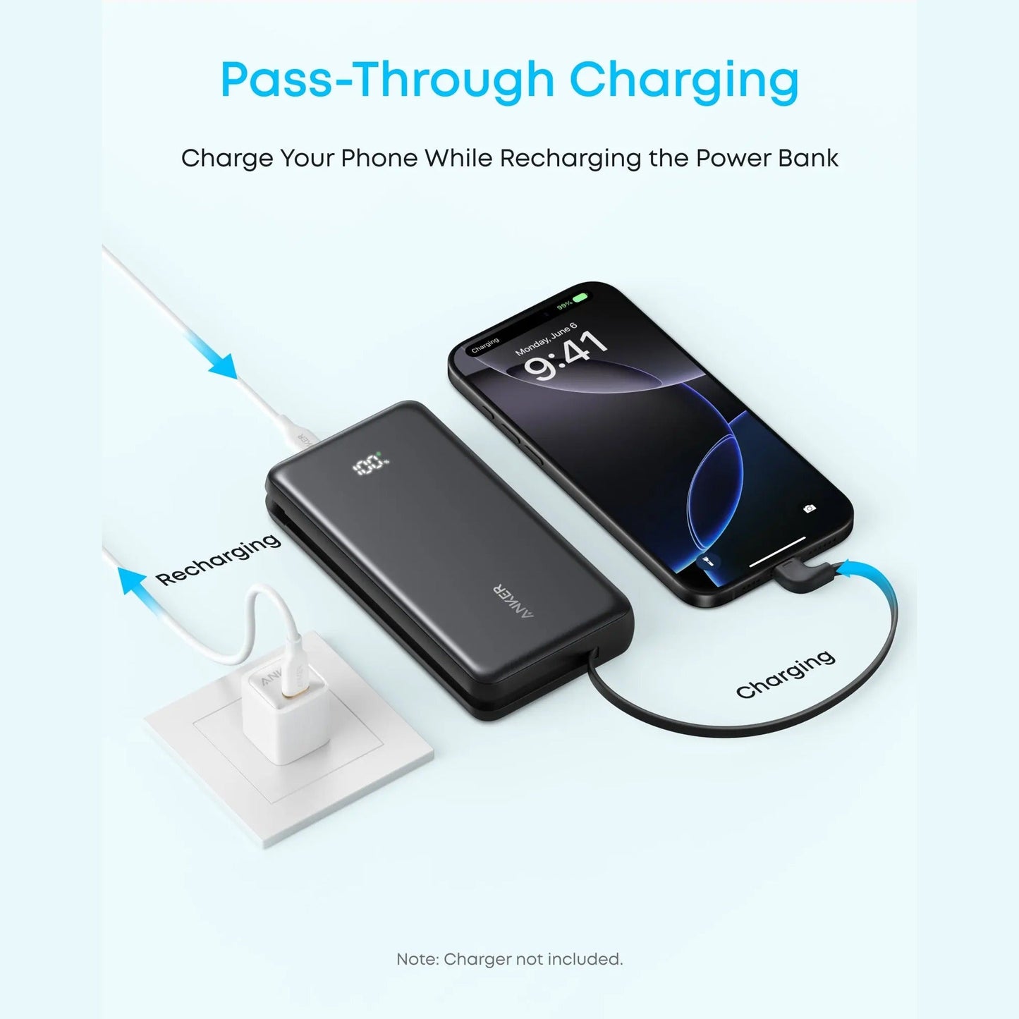 Anker Zolo Power Bank (20K, 22.5W, Built-In USB-C Cable)