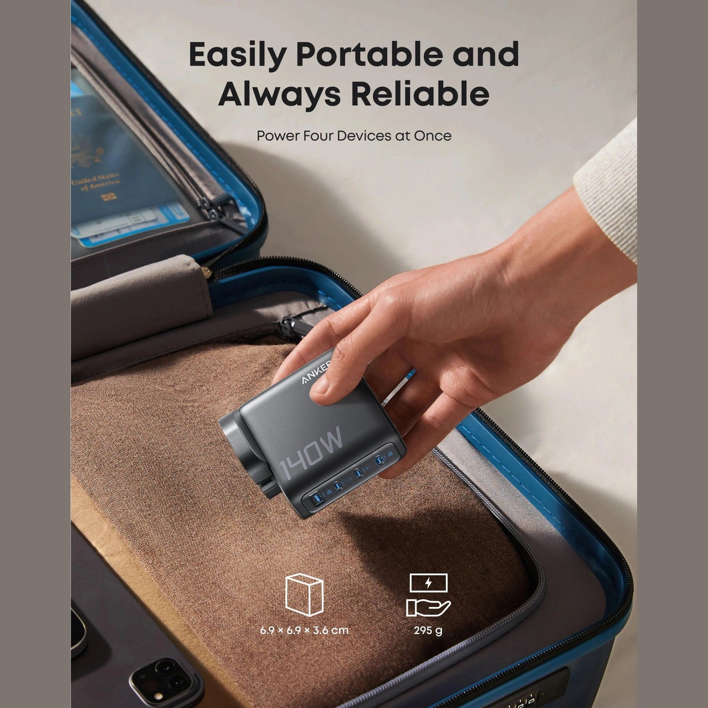 Anker Charger (140W, 4-Port, PD 3.1) with USB-C Cable