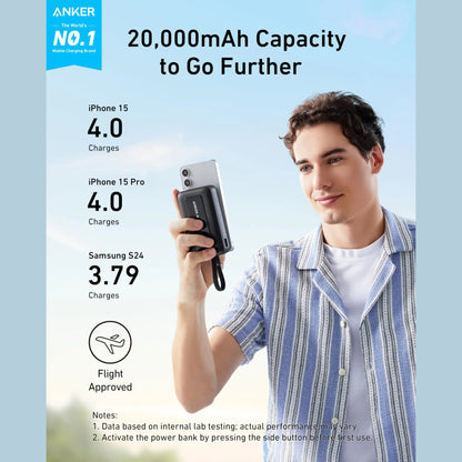 Anker Zolo Power Bank (10K, 30W) with a 5.4-inch (13.7 cm) built-in USB-C cable