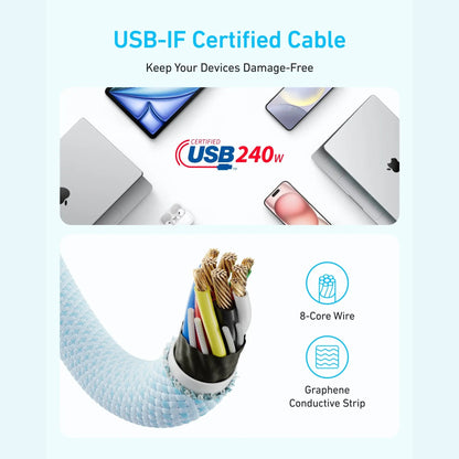 Anker Zolo USB C to USB C 240W Braided Fast Charging Cable