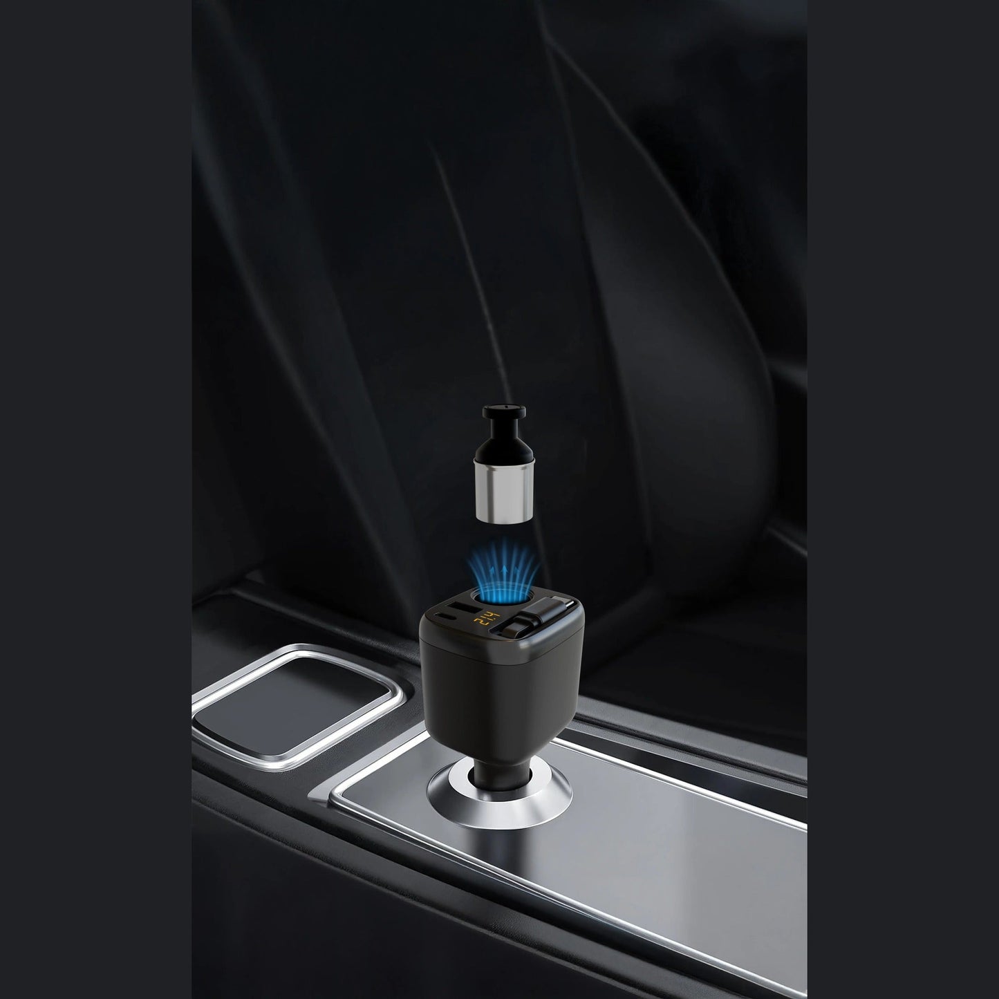 Porodo Apolo 93W Multi-Port Car Charger with Type-C Retractable Cable