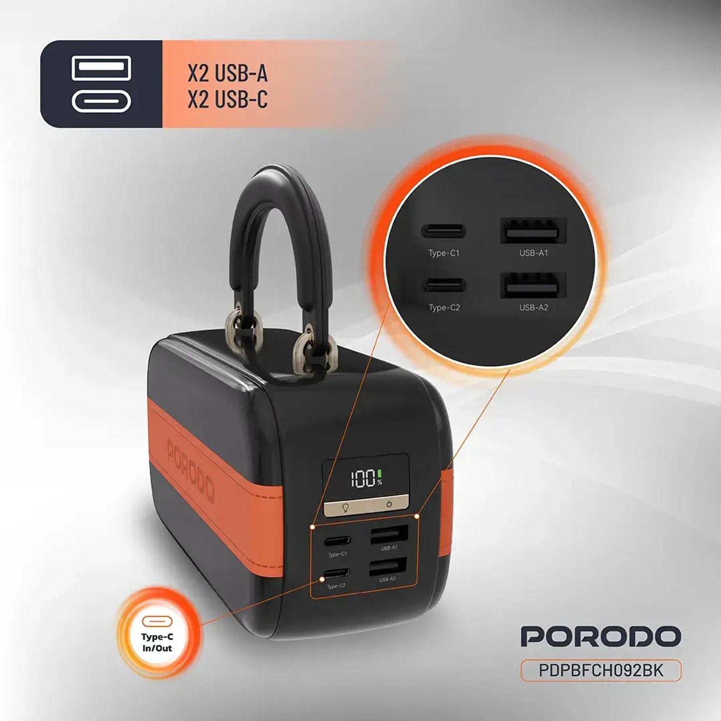 Porodo Sway 60000mAh Power Bank with Built-In LED Lighting