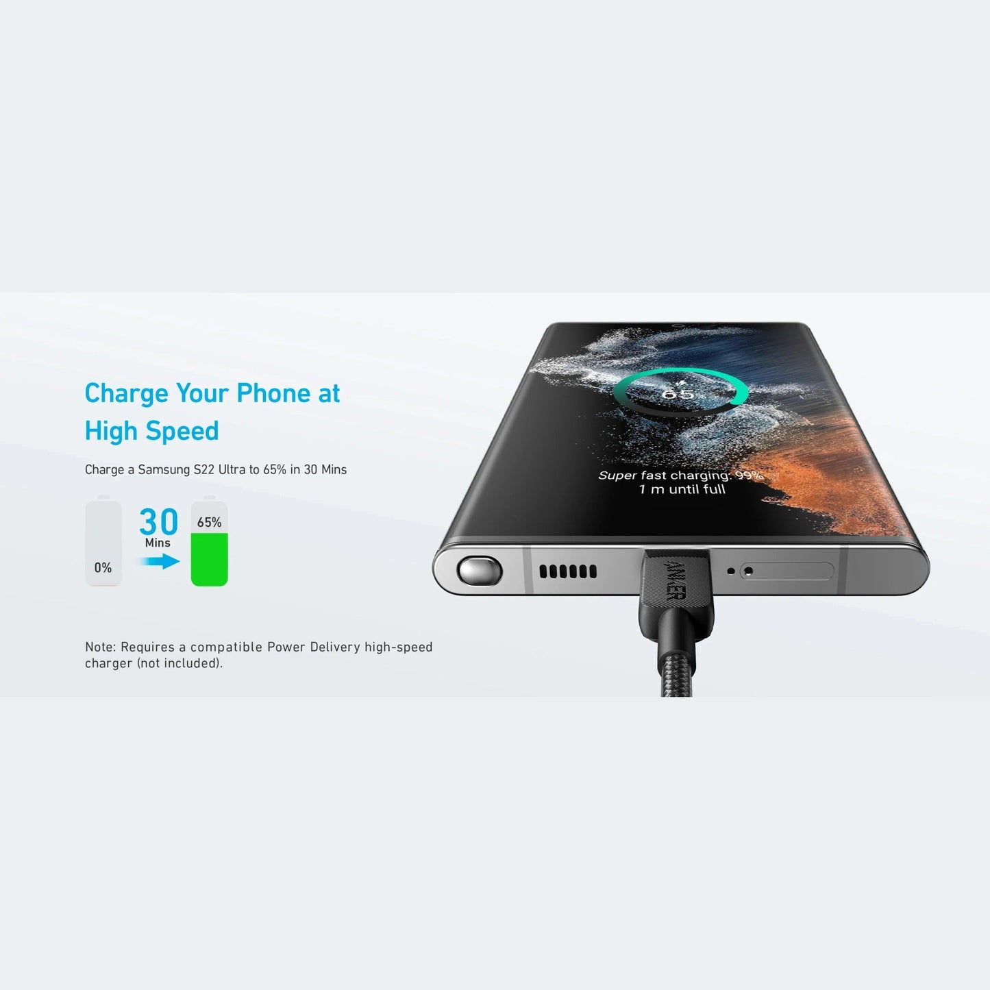 Anker 322 USB-C to USB-C Braided 60W Fast Charging Cable