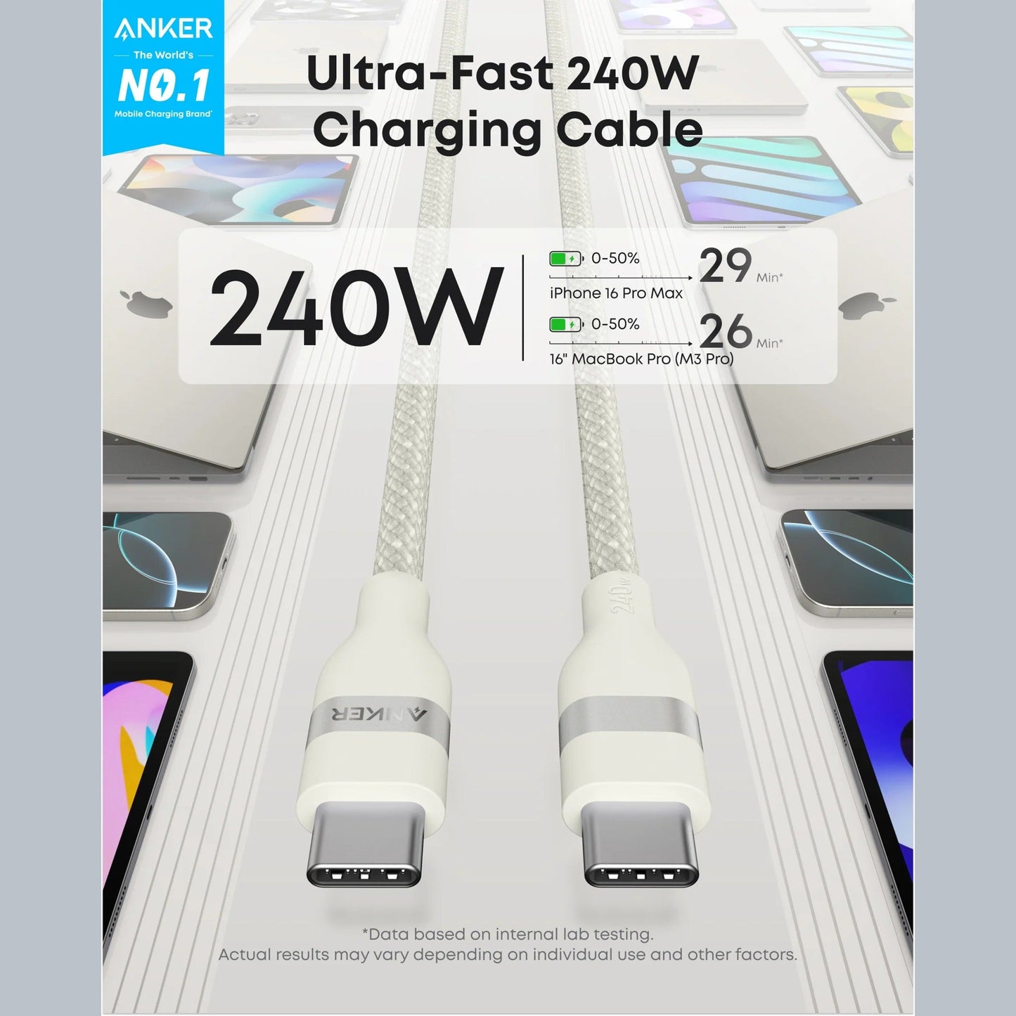 Anker USB-C to USB-C Cable (240W, Upcycled-Braided)