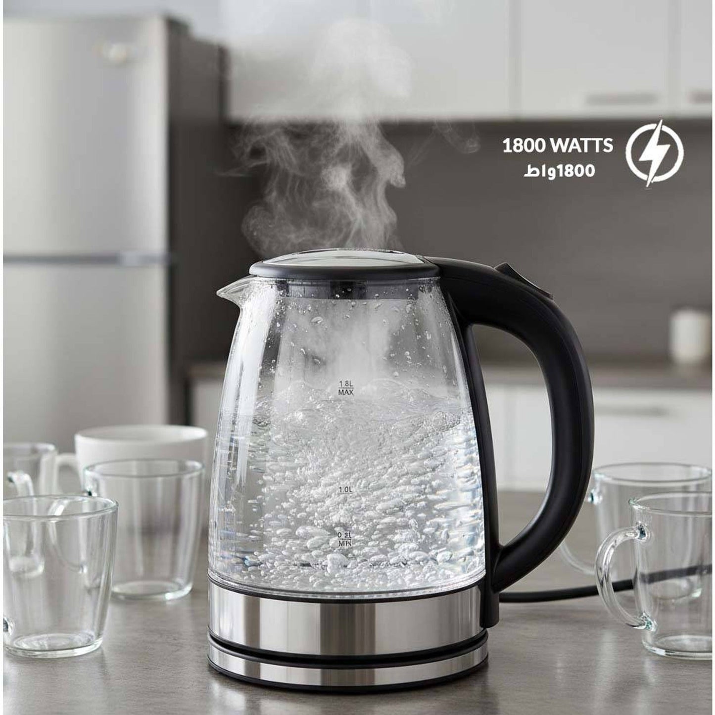 Porodo Pyro T1 Electric Glass 1.8L Kettle with 360° Rotating Base