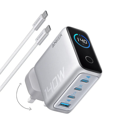 Anker Charger (140W, 4-Port, PD 3.1) with USB-C Cable