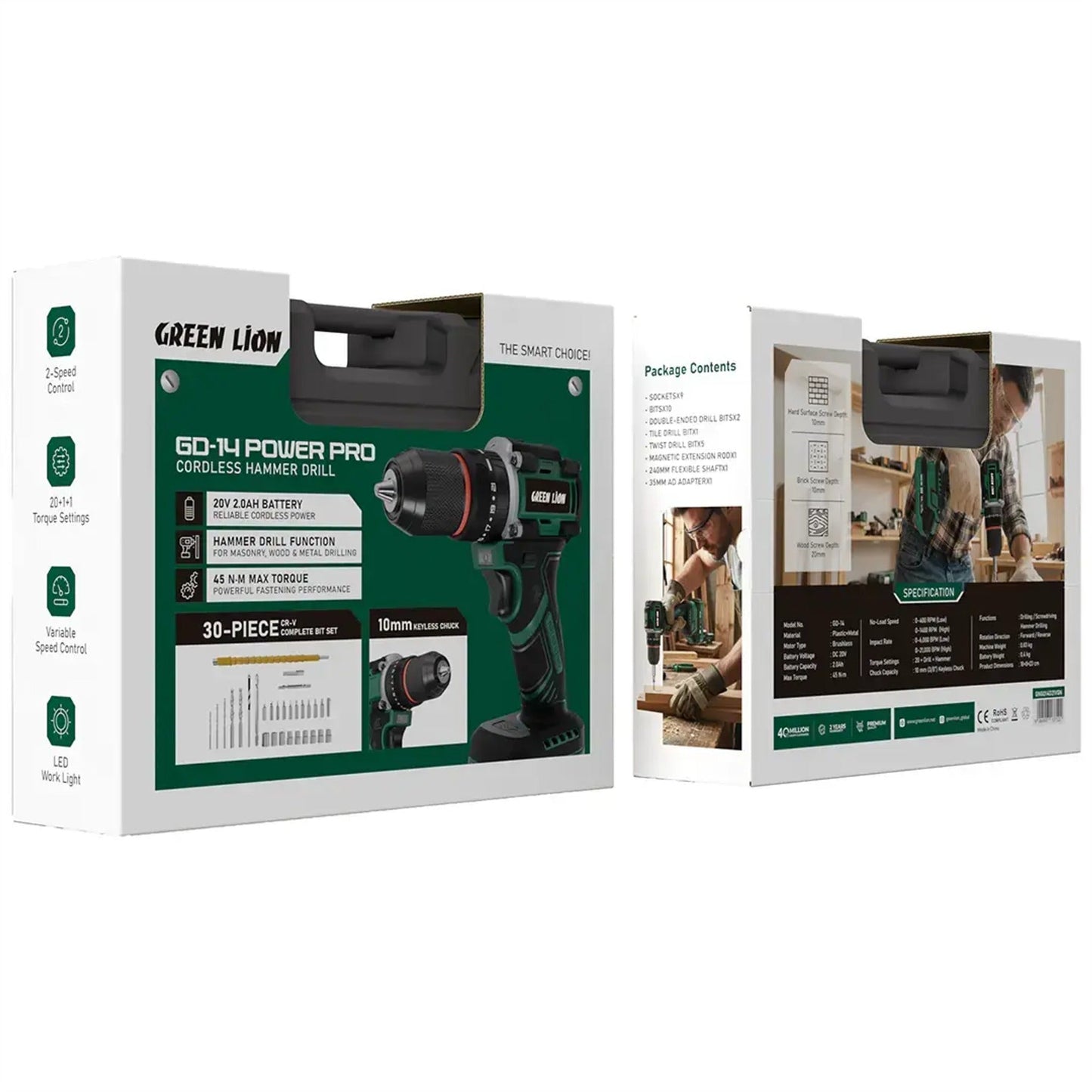 Green Lion GD-14 Power Pro Cordless Hammer Drill