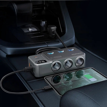 Porodo 120W Car Charger Hub Triple-Port Lighter Socket