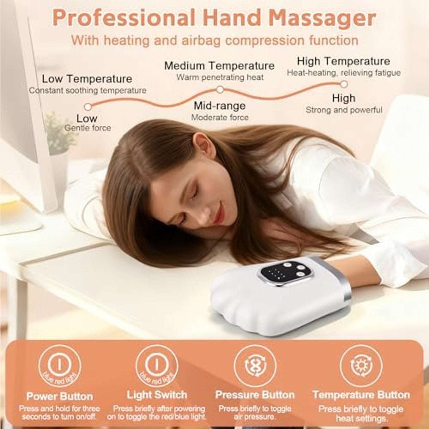 Intelligent Hand Massager with Heat Compress & Pressure Air Bag