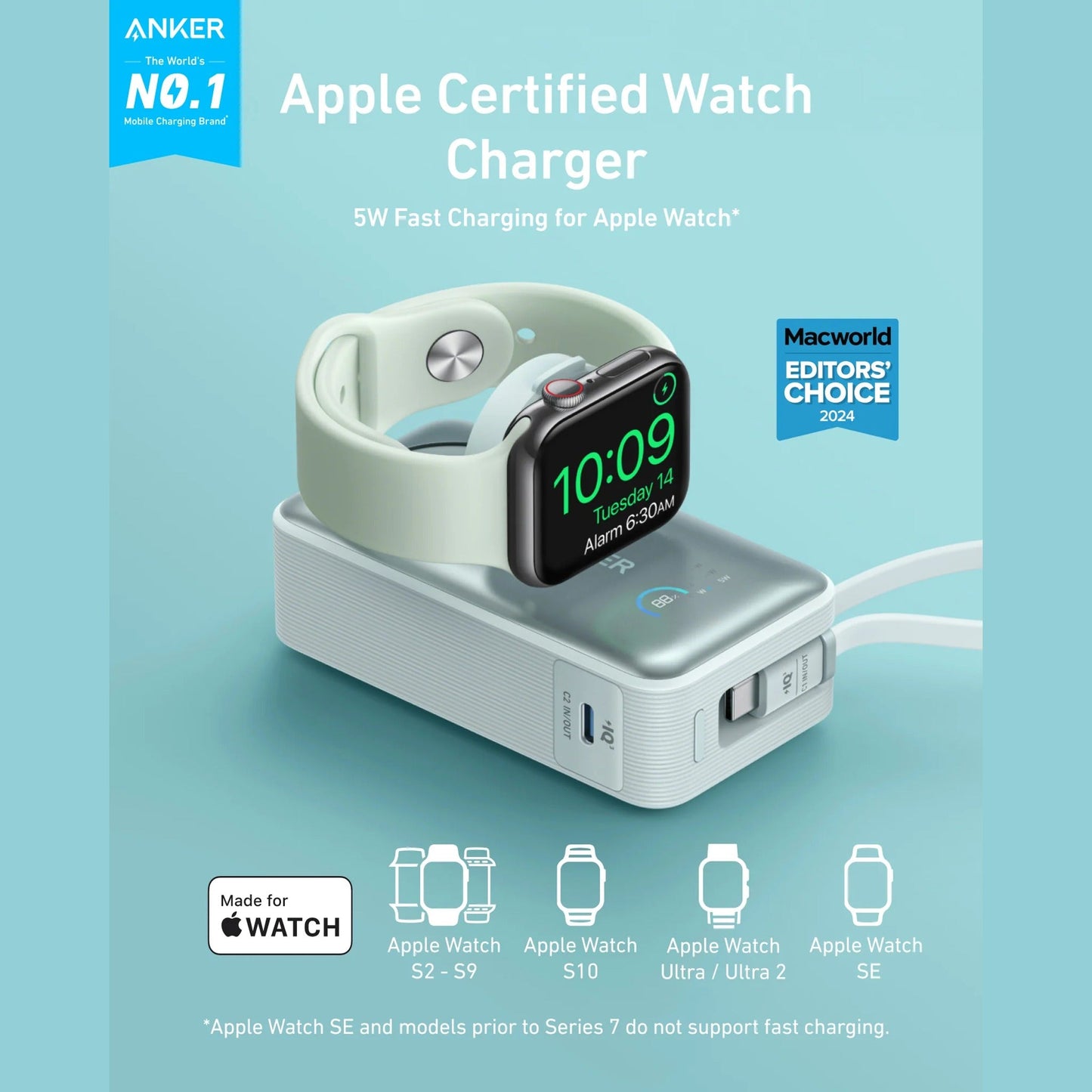 Anker MagGo Power Bank (10K, 35W, For Apple Watch)