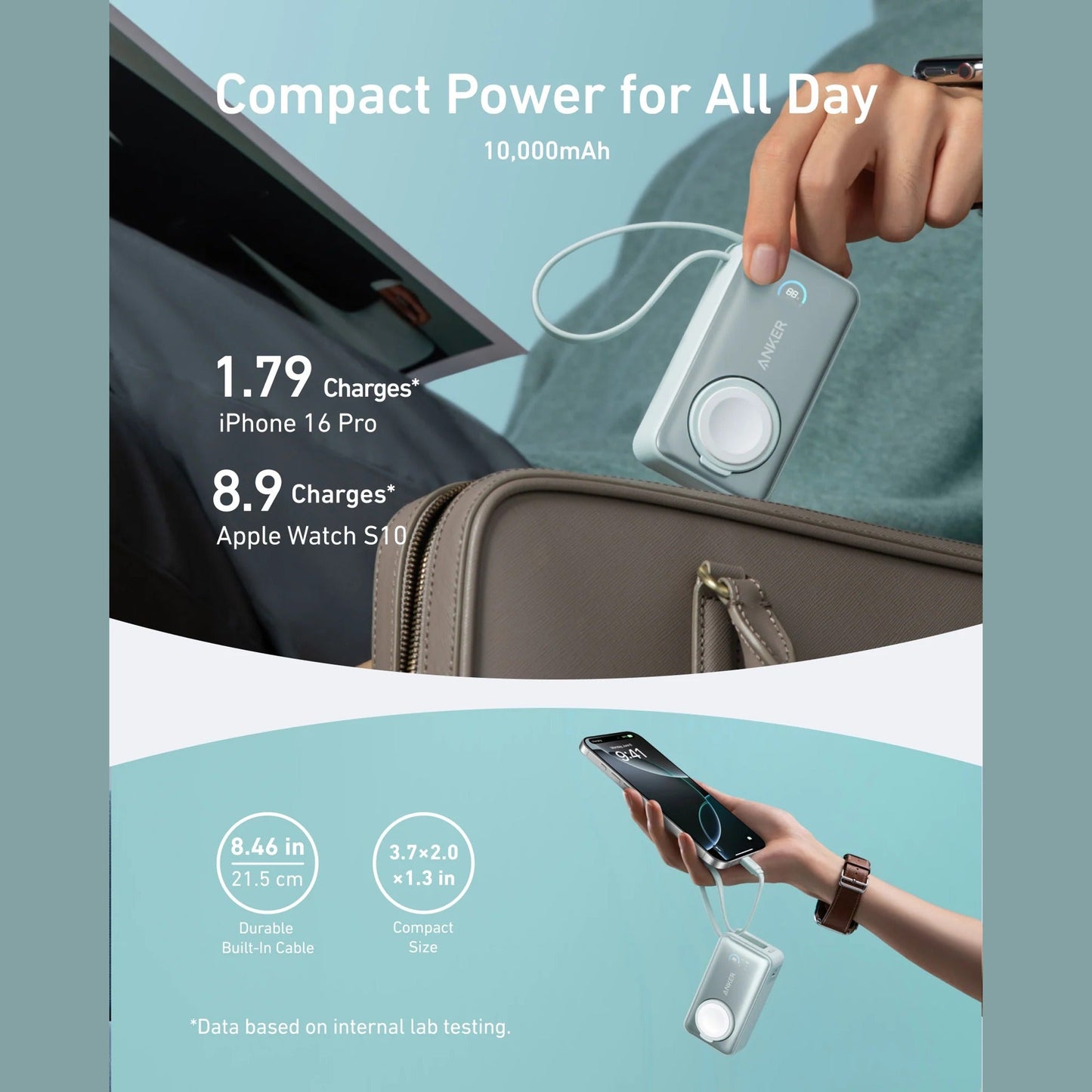 Anker MagGo Power Bank (10K, 35W, For Apple Watch)