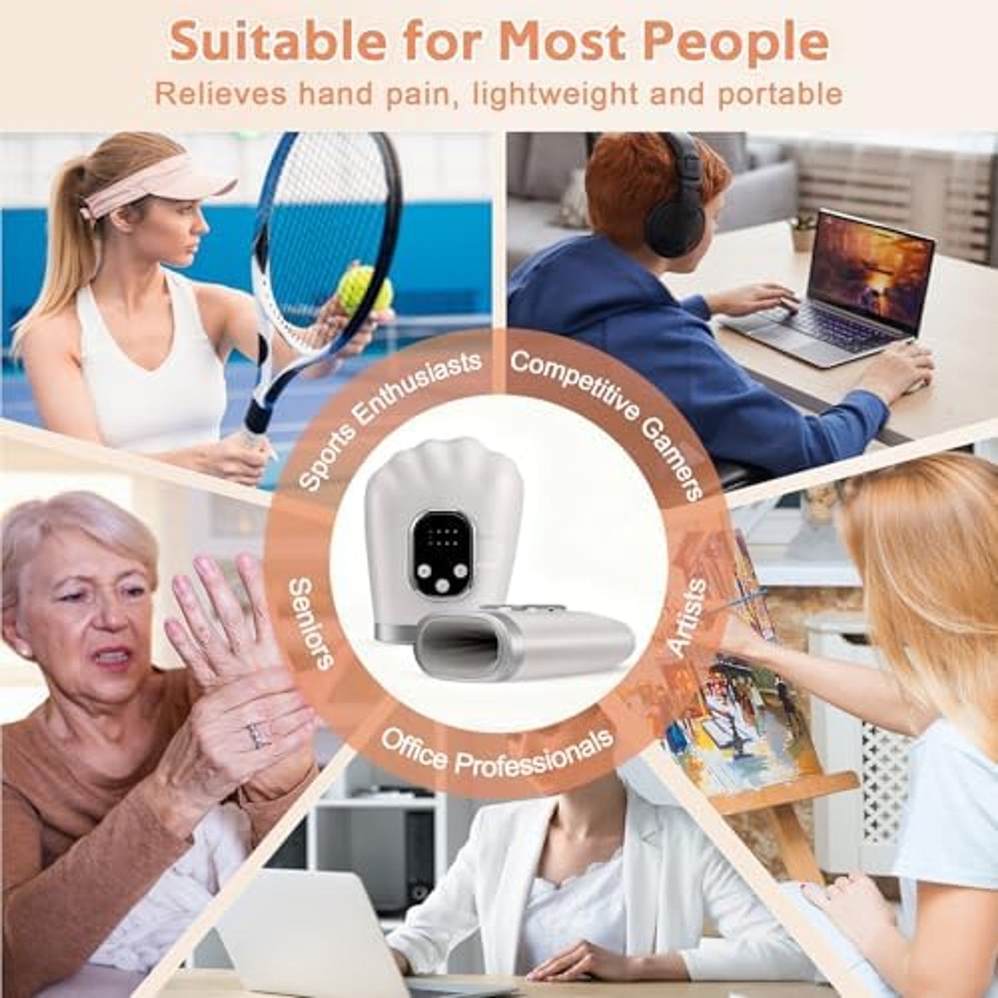 Intelligent Hand Massager with Heat Compress & Pressure Air Bag