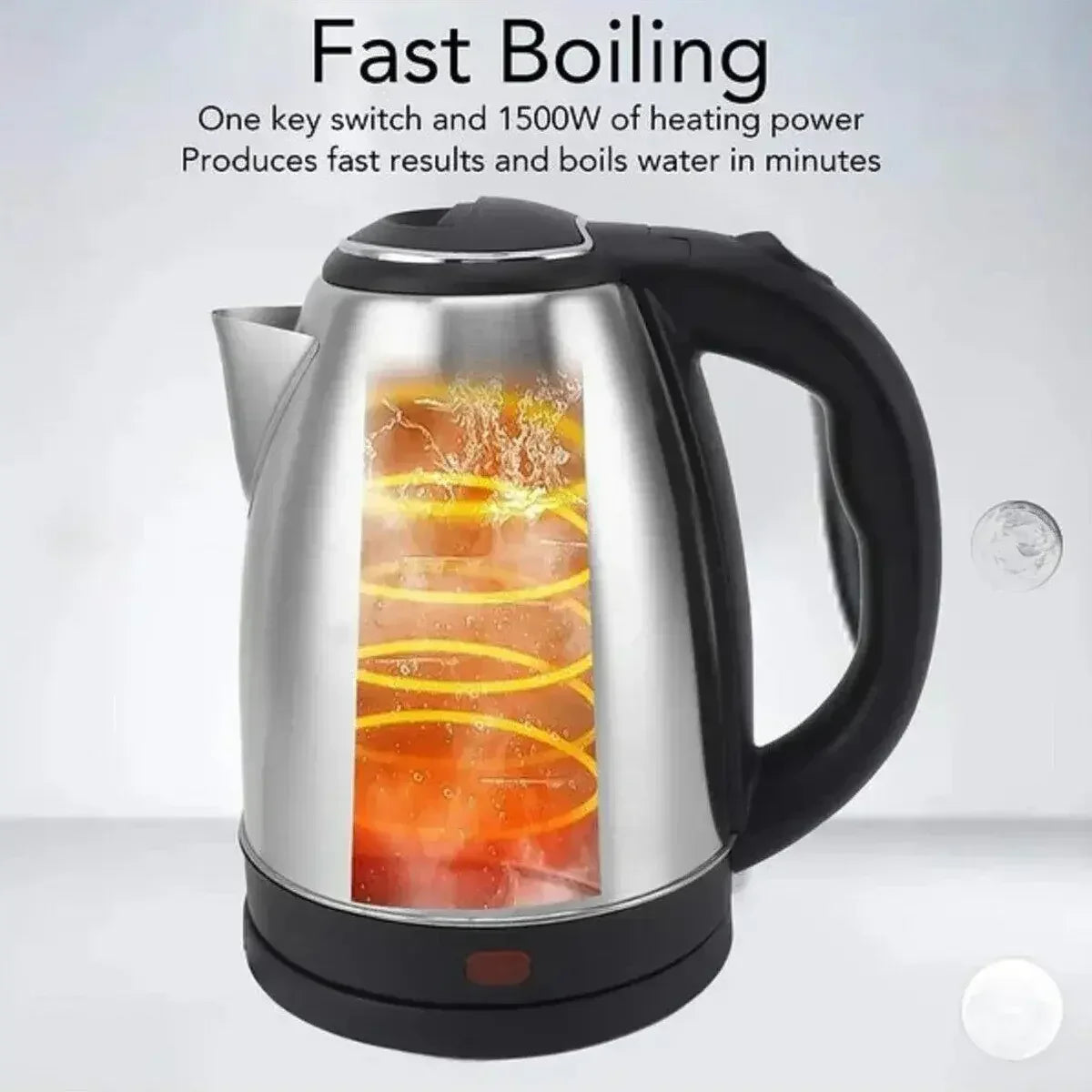 Porodo Pyro 1.8L Electric Stainless Steel Kettle with 360° Rotating Base