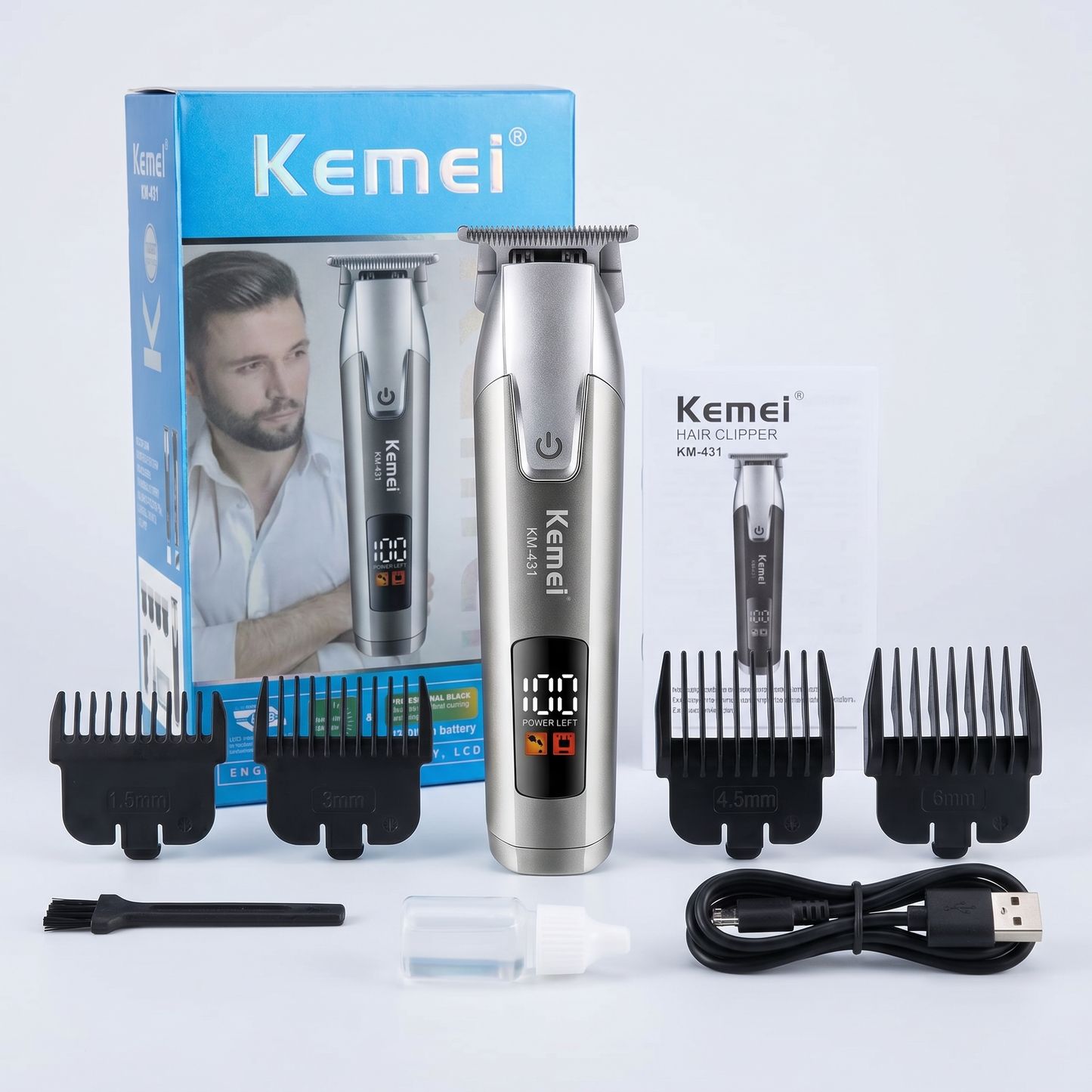 Kemei Recharable LCD Screen Hair Clipper KM-431