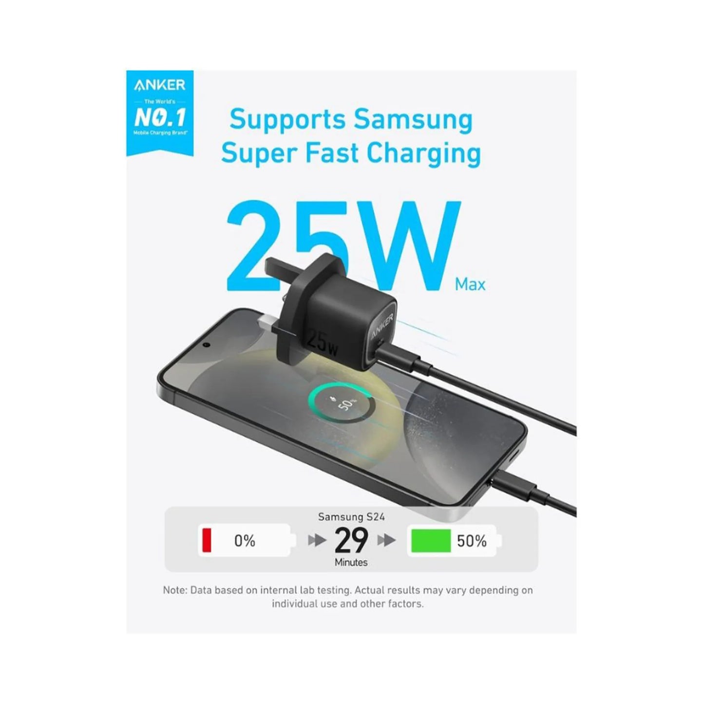 Anker Charger (25W, Compact) with USB-C Cable