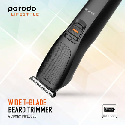 Porodo Wide T-Blade Beard Trimmer 4 Combs Included