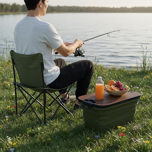 Green Lion Folding Basket with Built-In Table