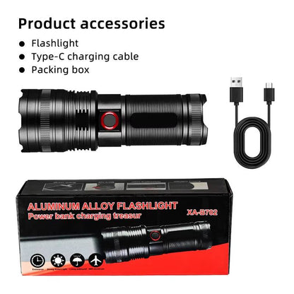 Aluminum Alloy Flashlight Power Bank Charging Treasure XA-B702
