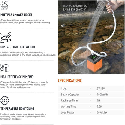 Porodo Portable Electric Shower Pump