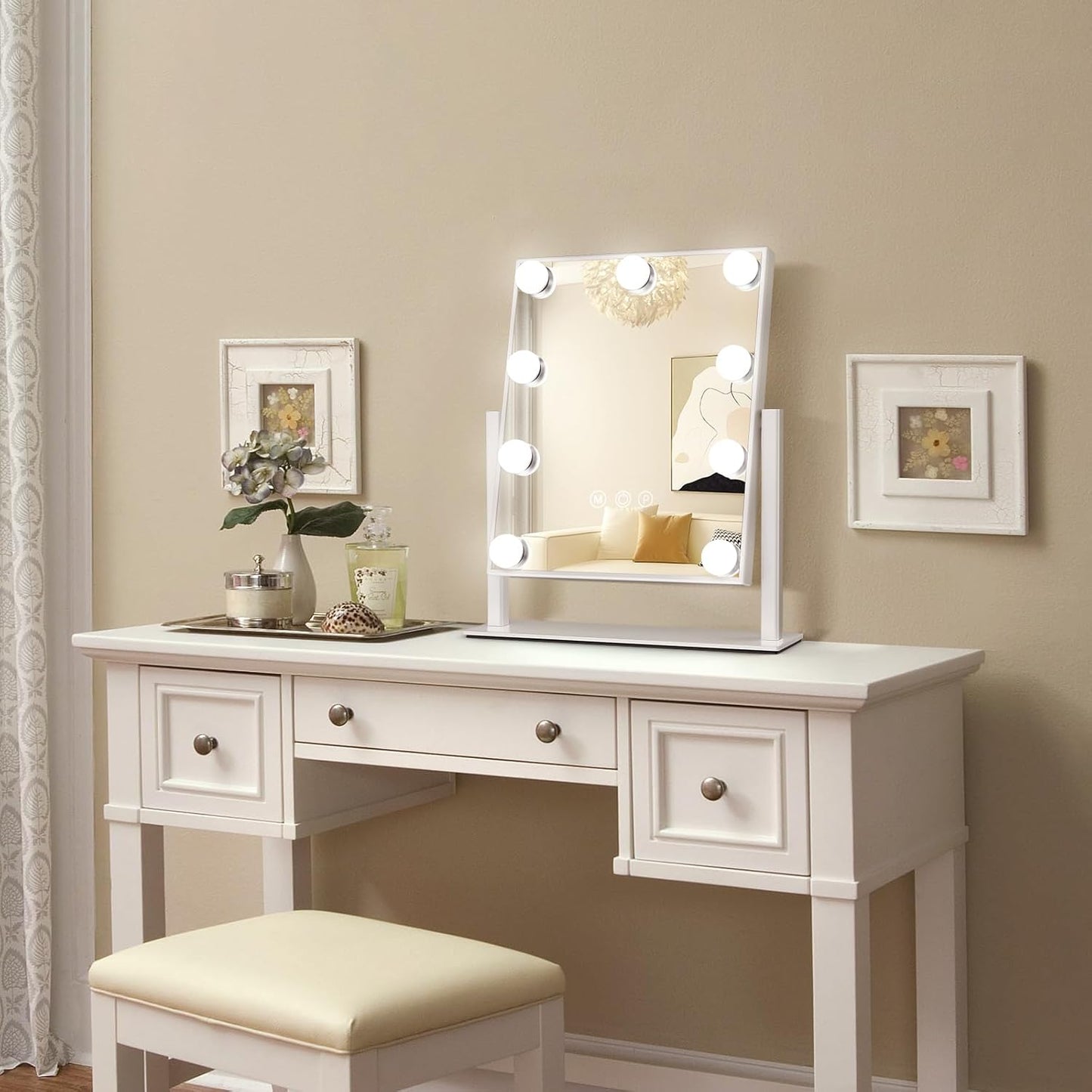 Rotatable LED Makeup Mirror with 9 Dimmable LED Bulbs 360° JX-521