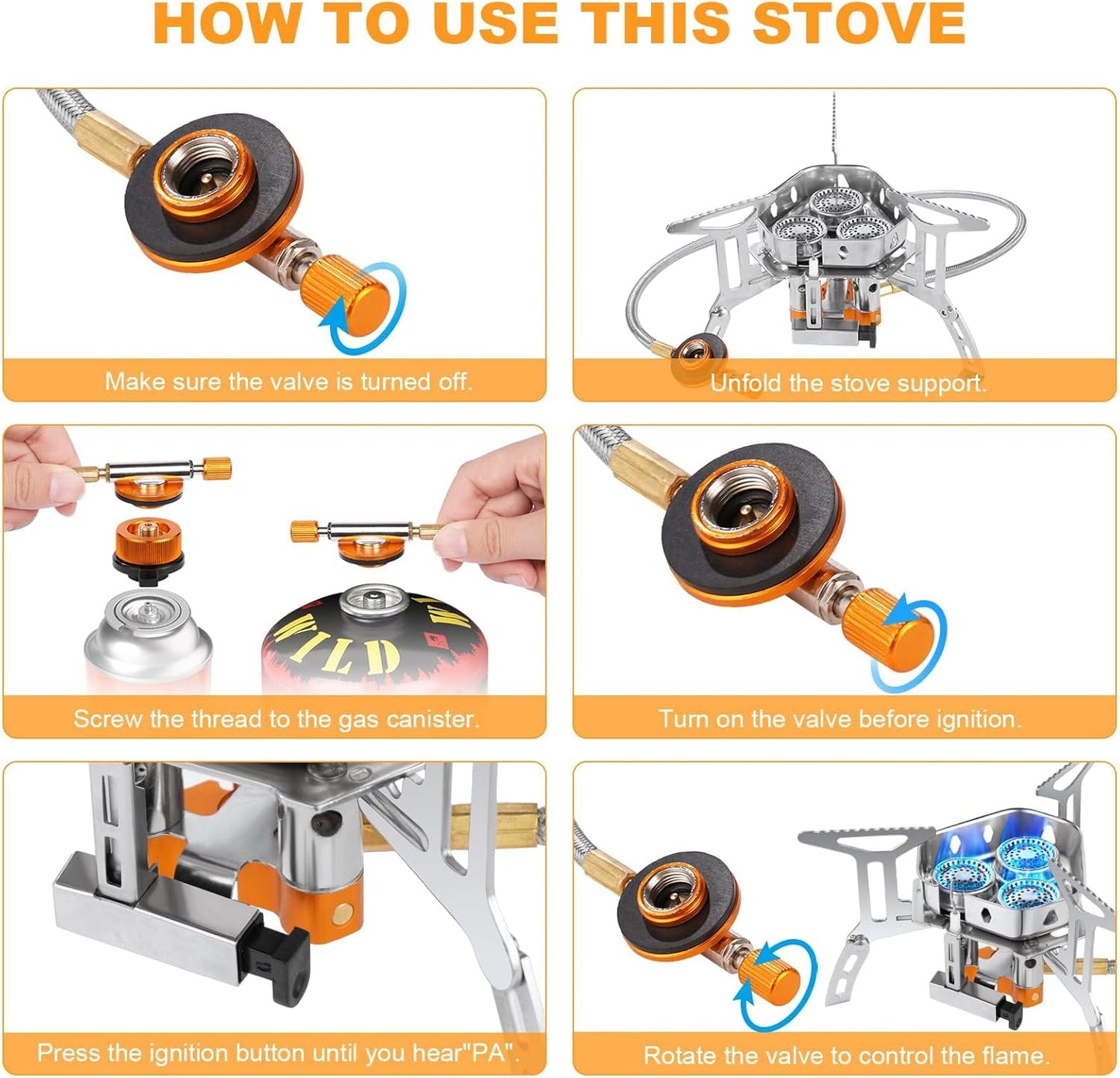 Portable Gas Camping Stove | Windproof Rocket Burner
