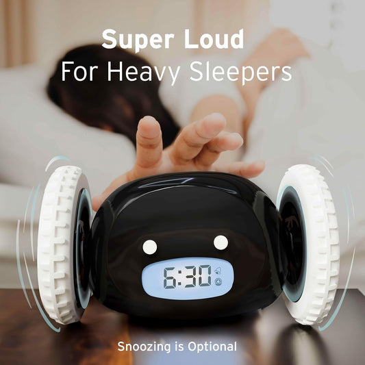 Alarm Clock on Wheels for Heavy Sleepers | Rolling Runaway Clock to Wake You Up