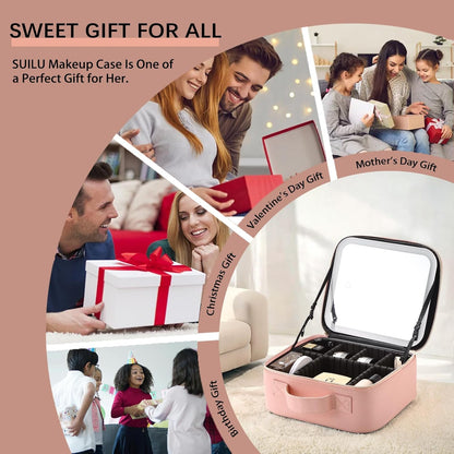 Makeup Bag with LED Mirror | Portable Travel Makeup Organizer