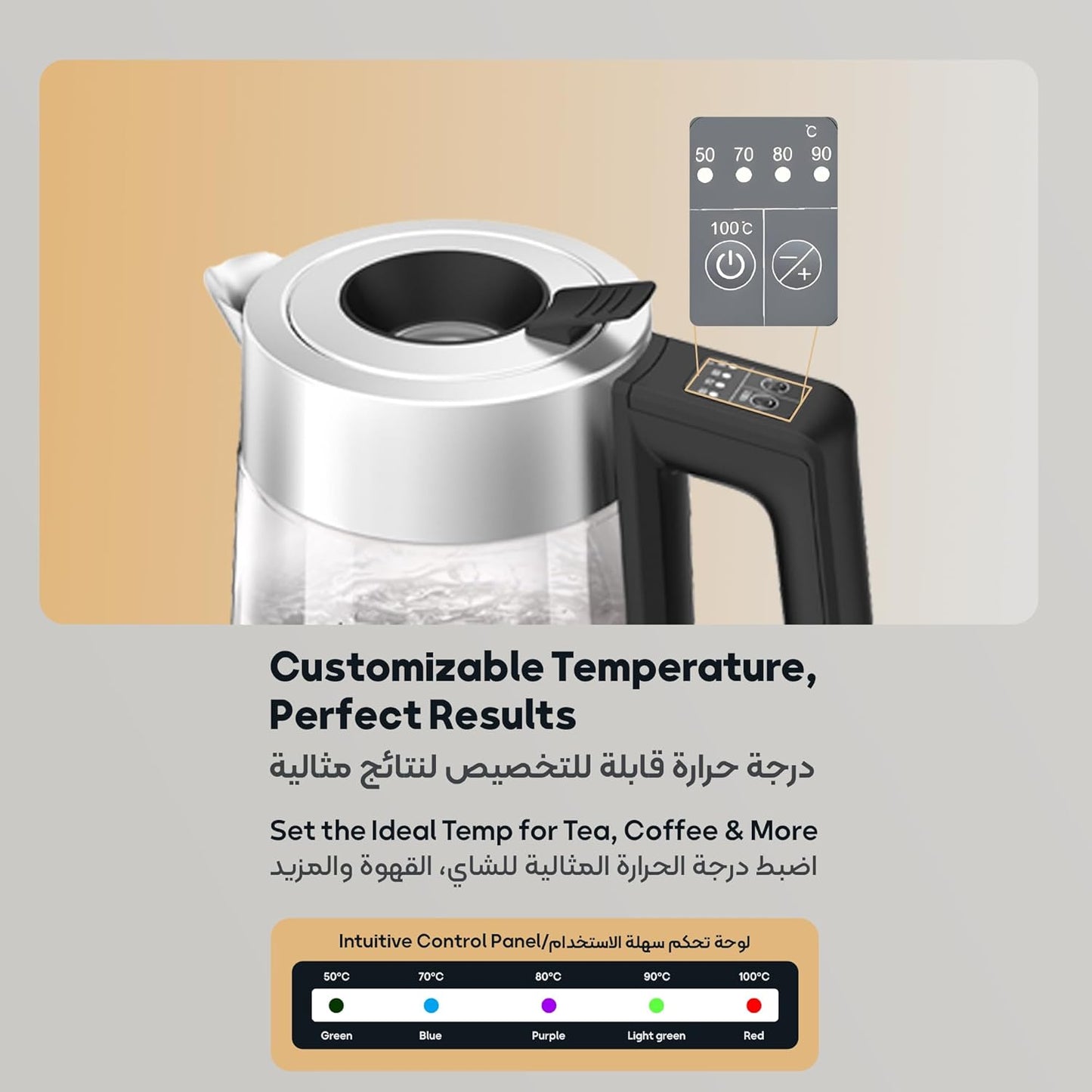 LePresso Multi-Temperature Illuminated Glass Kettle