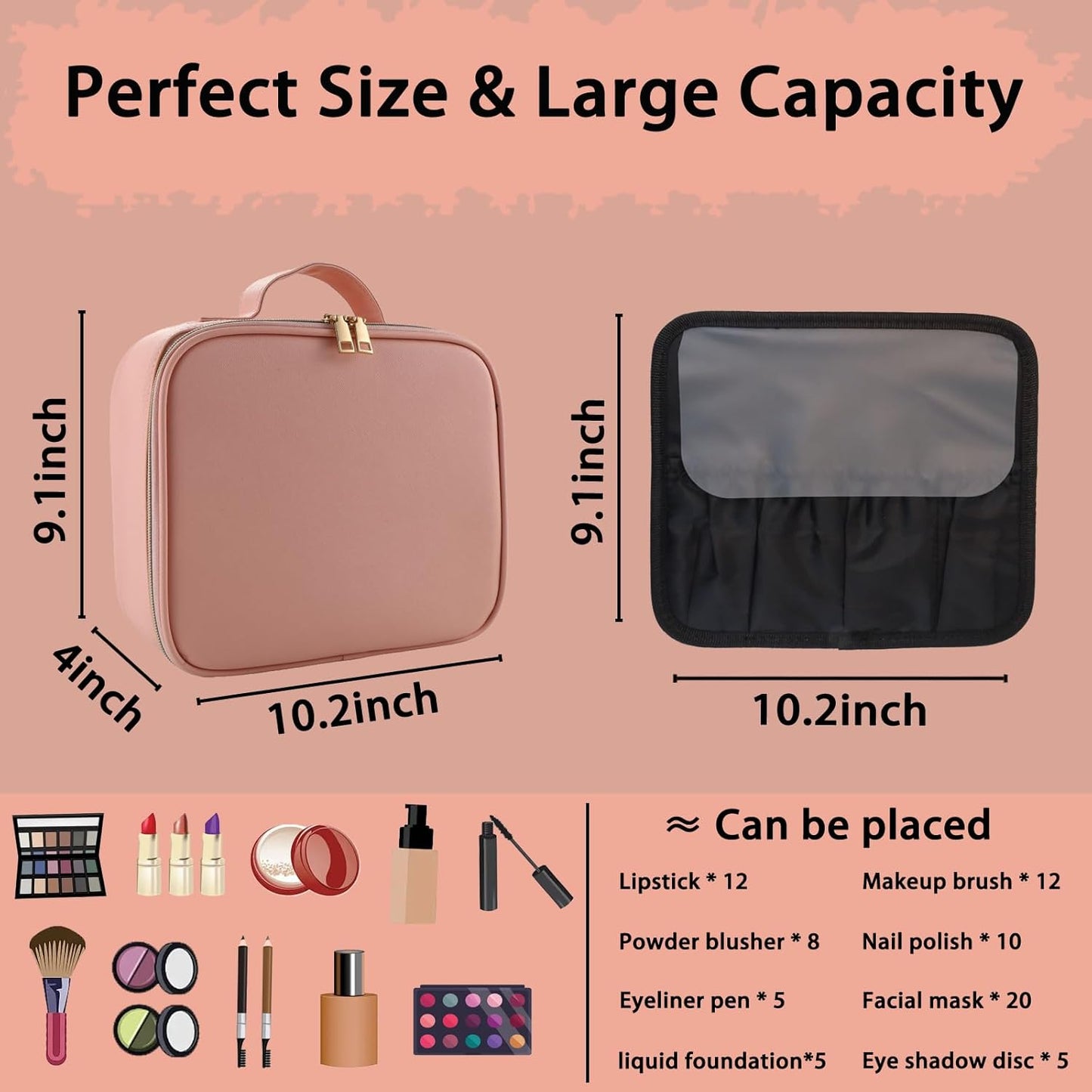 Makeup Bag with LED Mirror | Portable Travel Makeup Organizer