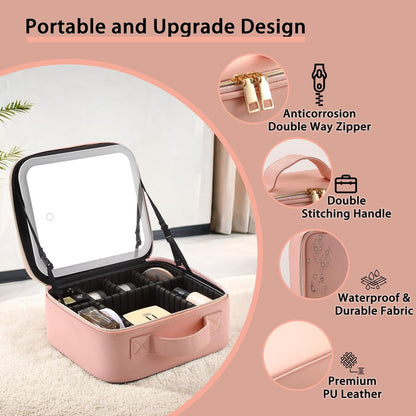 Makeup Bag with LED Mirror | Portable Travel Makeup Organizer