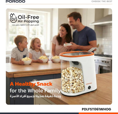 Porodo Air-Popped 1200W Detachable Tank Popcorn Maker