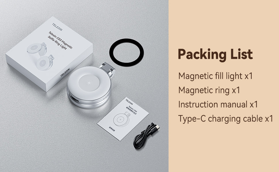 حلقة إضاءة مغناطيسية لالتقاط صور السيلفي من تيليسين C03