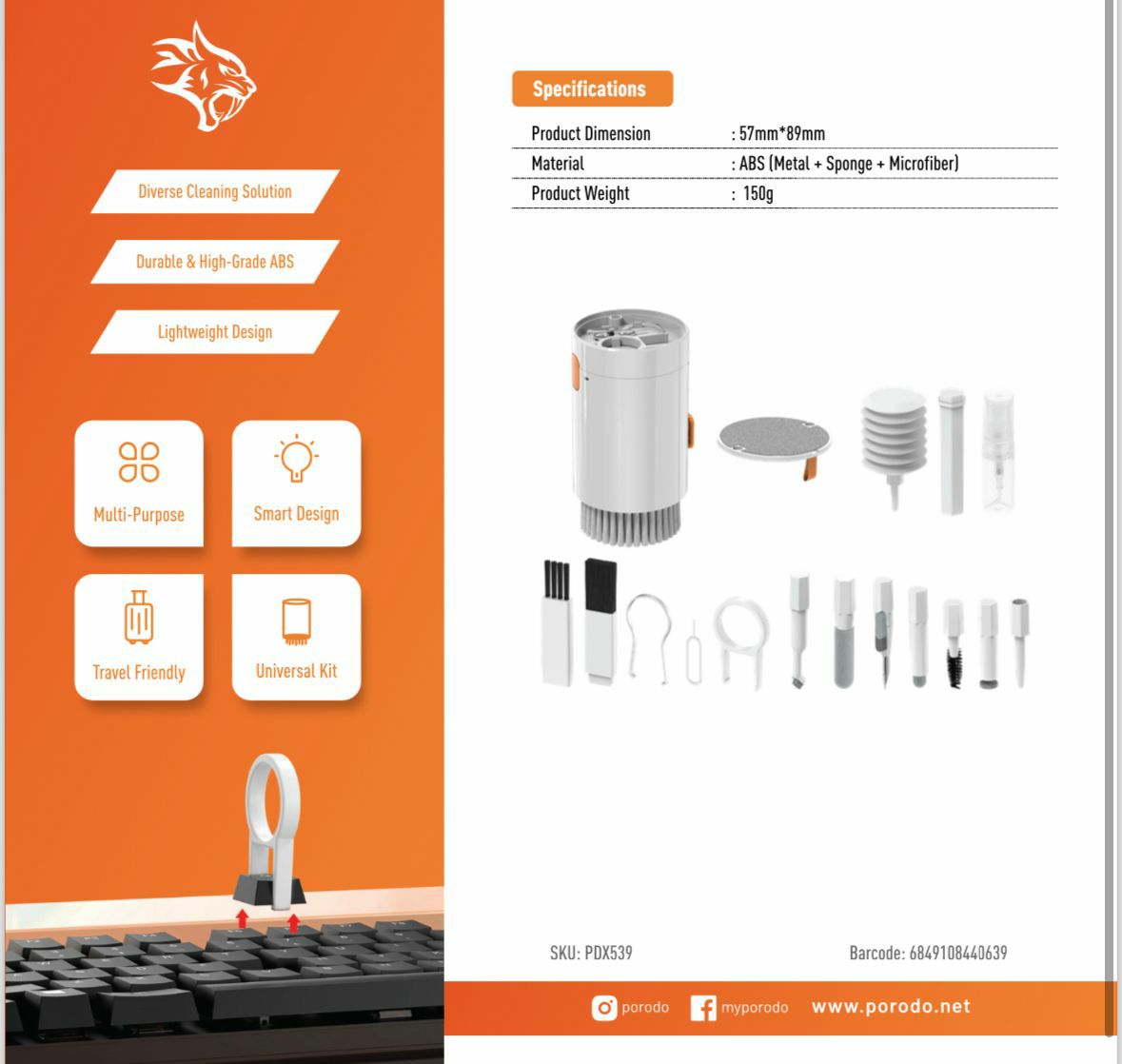 مجموعة تنظيف متعددة الأغراض 20 في 1 من بورودو