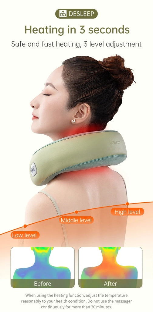 Desleep Rechargeable Neck Massager | Deep Heat Therapy DE-N02