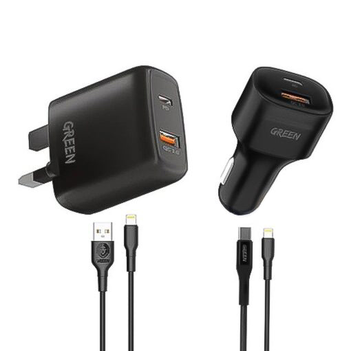 Green Lion 4 in 1 Combo Pack - Dual USB Wall Charger