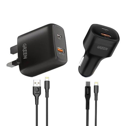 Green Lion 4 in 1 Combo Pack - Dual USB Wall Charger