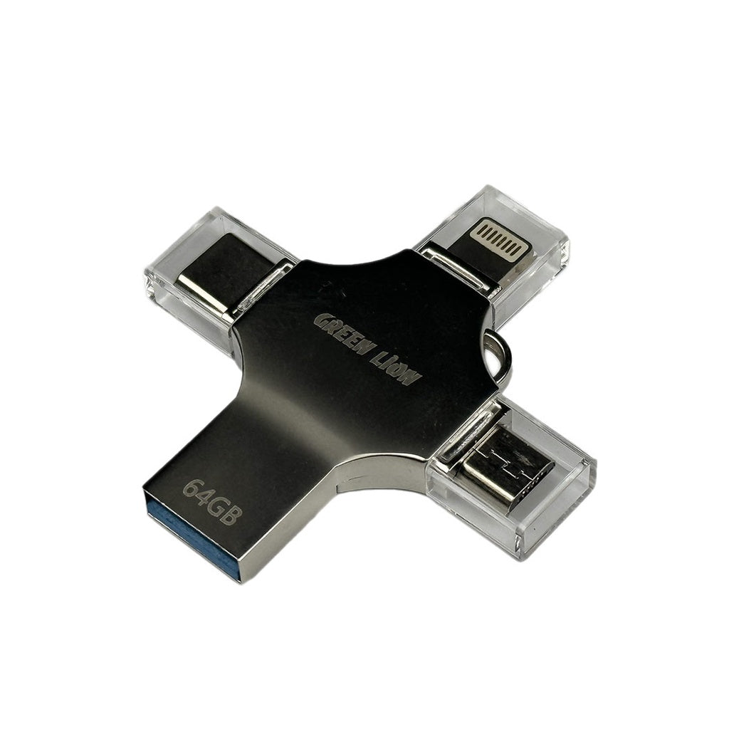 محرك أقراص فلاش USB Green Lion 4 في 1