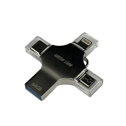 محرك أقراص فلاش USB Green Lion 4 في 1