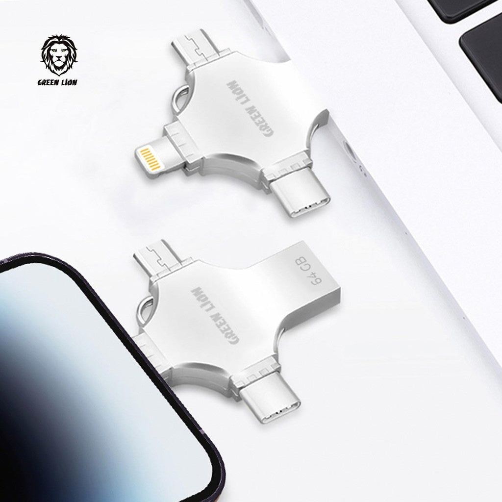 محرك أقراص فلاش USB Green Lion 4 في 1